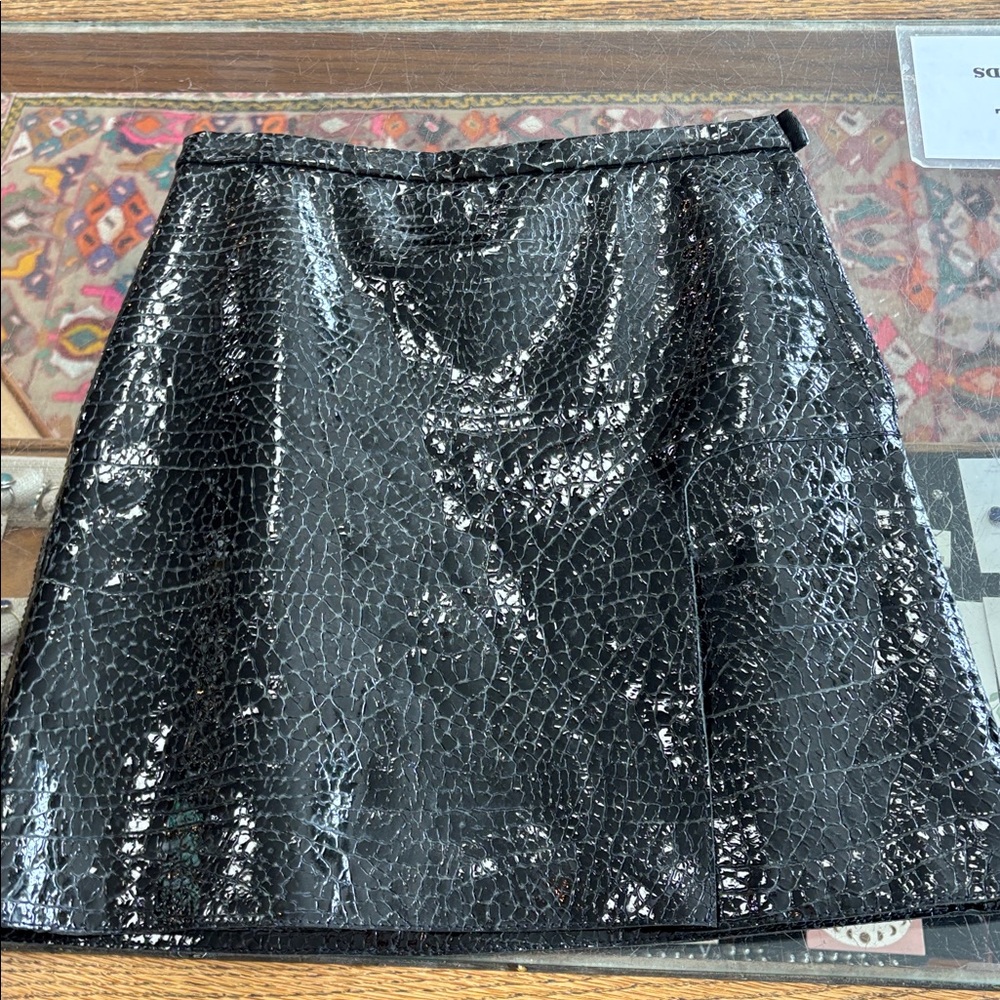 Designer 3.1 Phillip Lim black patent goat leather mini skirt